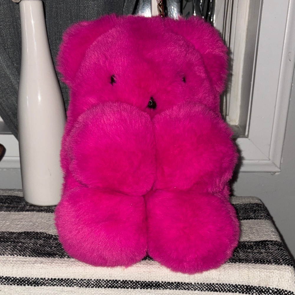 Vibrant Pink Plush Teddy Bear backpack